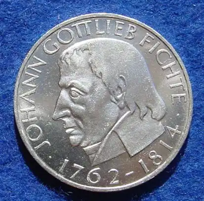 () 5 DM 1964 - J. Johann Gottlieb Fichte. Silber-Gedenkmuenze. Deutschland