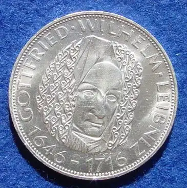 () 5 DM 1966 - D. Gottfried Wilhelm Leibniz. Silber-Gedenkmuenze. Deutschland