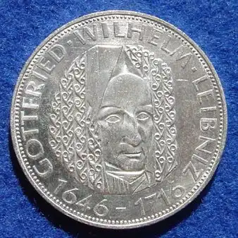 () 5 DM 1966 - D. Gottfried Wilhelm Leibniz. Silber-Gedenkmuenze. Deutschland