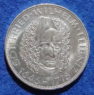 (1043390) 5 DM 1966 - D. Gottfried Wilhelm Leibniz. Silber-Gedenkmuenze. Deutschland