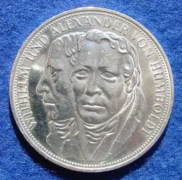 (1043392) 5 DM 1967 - F. / W. u. A. von Humboldt. Silber-Gedenkmuenze. Deutschland