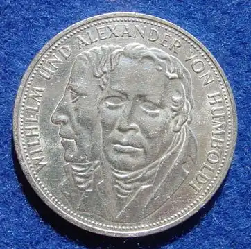 () 5 DM 1967 - F. / W. u. A. von Humboldt. Silber-Gedenkmuenze. Deutschland