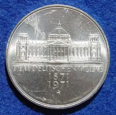 () 5 DM 1971 - G. Dem deutschen Volke. Reichsgruendung 1871-1971. Silber-Gedenkmuenze. Deutschland