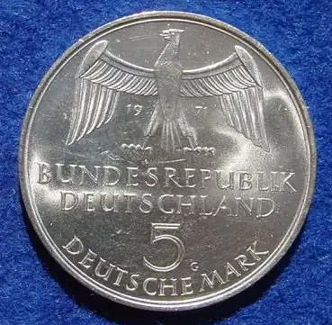 () 5 DM 1971 - G. Dem deutschen Volke. Reichsgruendung 1871-1971. Silber-Gedenkmuenze. Deutschland