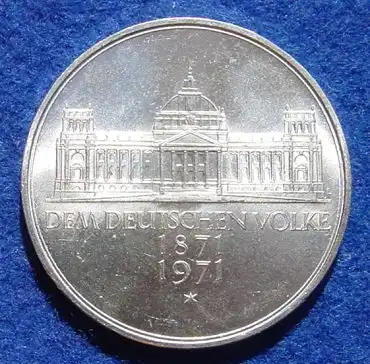 () 5 DM 1971 - G. Dem deutschen Volke. Reichsgruendung 1871-1971. Silber-Gedenkmuenze. Deutschland