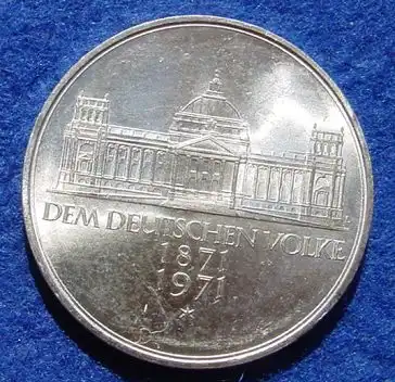 () 5 DM 1971 - G. Dem deutschen Volke. Reichsgruendung 1871-1971. Silber-Gedenkmuenze. Deutschland