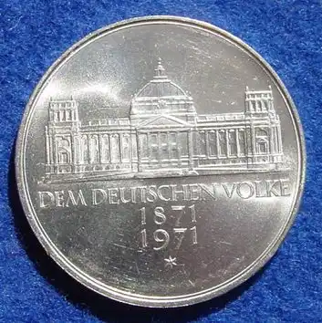 () 5 DM 1971 - G. Dem deutschen Volke. Reichsgruendung 1871-1971. Silber-Gedenkmuenze. Deutschland