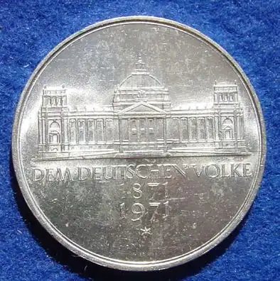 (1043411) 5 DM 1971 - G. Dem deutschen Volke. Reichsgruendung 1871-1971. Silber-Gedenkmuenze. Deutschland