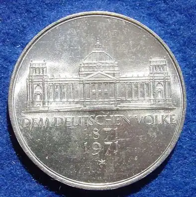 () 5 DM 1971 - G. Dem deutschen Volke. Reichsgruendung 1871-1971. Silber-Gedenkmuenze. Deutschland