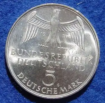 () 5 DM 1971 - G. Dem deutschen Volke. Reichsgruendung 1871-1971. Silber-Gedenkmuenze. Deutschland