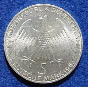 () 5 DM 1968 - J. Friedrich Wilhelm Raiffeisen. Silber-Gedenkmuenze. Deutschland