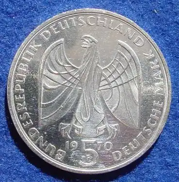 () 5 DM 1970 - F. Ludwig van Beethoven. Silber-Gedenkmuenze. Deutschland