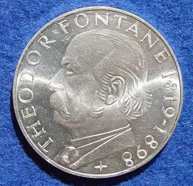 () 5 DM 1969 - G. Theodor Fontane 1819-1898. Silber-Gedenkmuenze. Deutschland