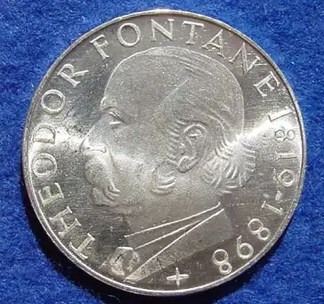 (1043461) 5 DM 1969 - G. Theodor Fontane 1819-1898. Silber-Gedenkmuenze. Deutschland
