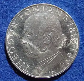 (1043462) 5 DM 1969 - G. Theodor Fontane 1819-1898. Silber-Gedenkmuenze. Deutschland