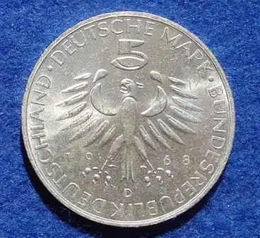 (1043465) 5 DM 1968 - D. Max von Pettenkofer 1818-1901. Silber-Gedenkmuenze. Deutschland