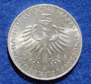 () 5 DM 1968 - D. Max von Pettenkofer 1818-1901. Silber-Gedenkmuenze. Deutschland