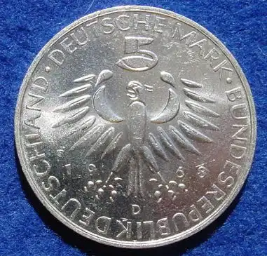 () 5 DM 1968 - D. Max von Pettenkofer 1818-1901. Silber-Gedenkmuenze. Deutschland