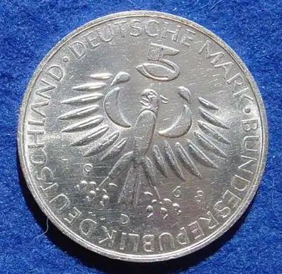 () 5 DM 1968 - D. Max von Pettenkofer 1818-1901. Silber-Gedenkmuenze. Deutschland