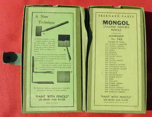 ()  Eberhard Faber. MONGOL. 24 x Thin Lead Pencils. Assortment No. 743, siehe bitte Beschreibung u. Bilder