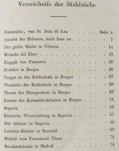 (2001027) "Ansichten von Spanien - Madrid … ". Stahlstiche. Wien Gerold 1837. Siehe bitte Beschreibung u. Bilder  "Ansichten von Spanien - Madrid und Umgebung". 108 Seiten, mit 21 Stahlstichen nach Roberts. Leineneinband, Format ca. 13 x 21 cm....