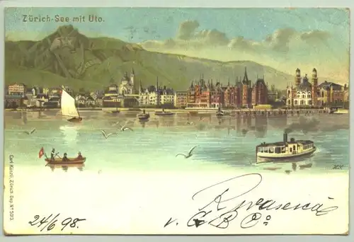 Ansichtskarte  Zürich-See mit Uto. Mit Marke u. Stempel v. 1898.  (intern : 1018482)