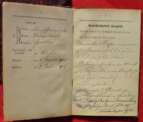 Altes Dienstbotenbuch. Bayern, ab 1900 ()