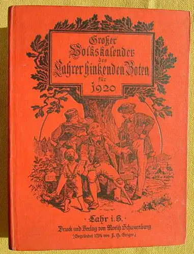 (0190097) Grosser Volkskalender des Lahrer Hinkenden Boten 1920