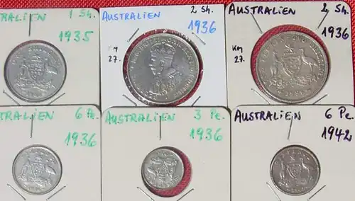 (1030704) 13 x Australien Muenzen ab 1916, auch Silbermuenzen