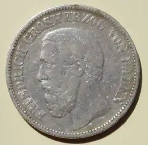 () Silbermuenze. Deutsches Reich. Baden. 2 Reichsmark 1876 - G, Jaeger-Nr. 26