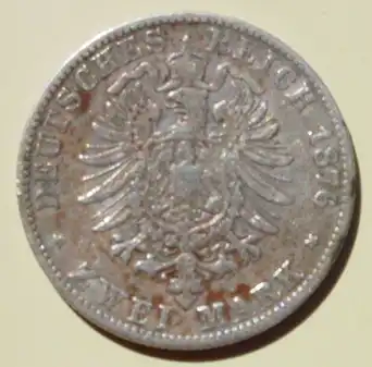 () Silbermuenze. Deutsches Reich. Baden. 2 Reichsmark 1876 - G, Jaeger-Nr. 26