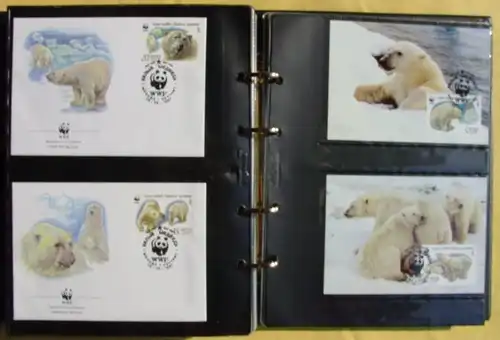 (1030367) Luxus-Alben 5 x WWF 1983-1989, viele, viele Belege Thema "World Wildlife Fund"