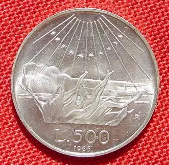 () ) Italien. 500 Lire 1965. Silbermuenze in sehr, sehr guter Qualitaet !