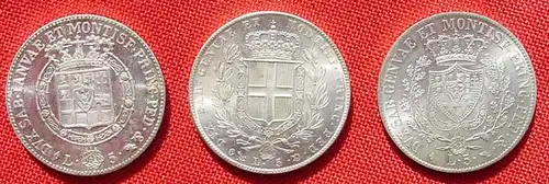 () Italien 5 Lire. 1820 /24 /35. Silber Replikas / Nachbildungen