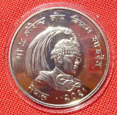 () Nepal. 50 Rupien 1974. Silbermuenze