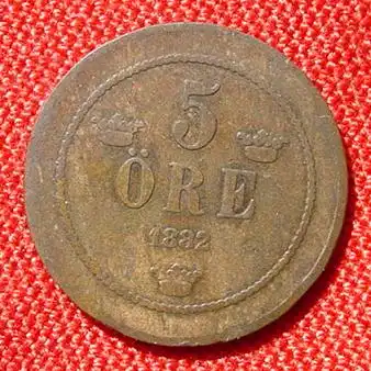 () Schweden 5 Oere 1882. Muenze