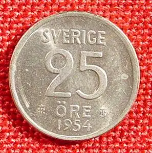 () Schweden 25 Oere 1954. Silbermuenze