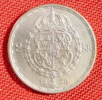 (1007438) Schweden 2 Kronen 1950. Silbermuenze