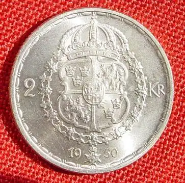 (1007439) Schweden 2 Kronen 1950. Silbermuenze