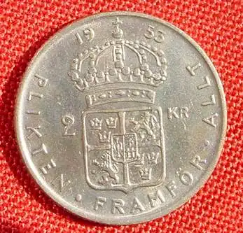 (1007440) Schweden 2 Kronen 1953. Silbermuenze