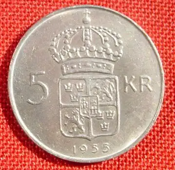 () Schweden 5 Kronen 1955. Silbermuenze