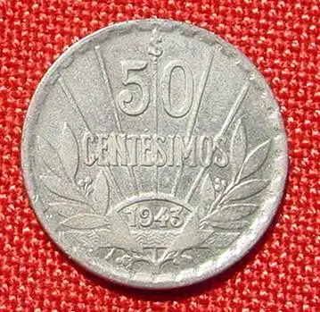 (1007734) Uruguay 50 Cent. 1943. Silbermuenze