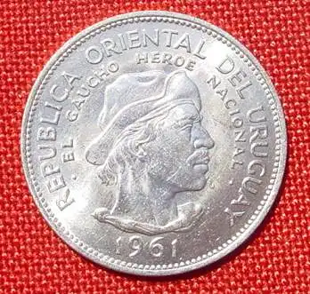 (1007736) Uruguay 10 Pesos 1961. Silbermuenze