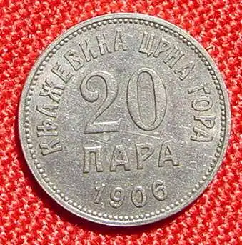 () Montenegro. 20 Para 1906. Muenze