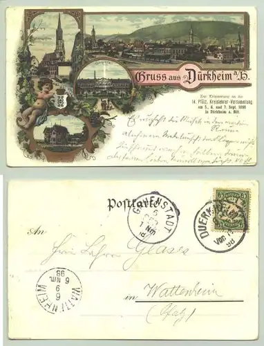 Ansichtskarte. "Gruss aus Dürkheim a. H." 1898 (intern : 67098-021)