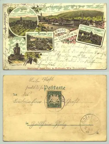Ansichtskarte. "Gruss aus Dürkheim a. H." 1898 (intern : 67098-031)