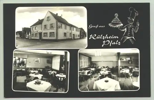Ansichtskarte. Rülzheim - Pfalz. Gasthaus / Cafe-Restaurant zum Löwen. Vermutlich um 1960 ? (intern : 1021984-76761)