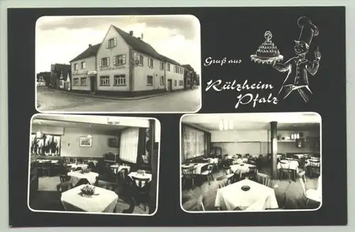 Ansichtskarte. Rülzheim - Pfalz. Gasthaus / Cafe-Restaurant zum Löwen. Vermutlich um 1960 ? (intern : -76761)