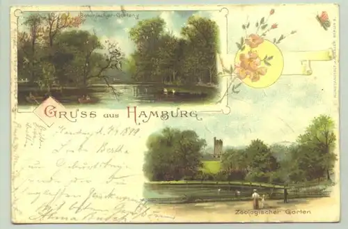 () Ansichtskarte. Gruss aus Hamburg. 1899. PLZ-Bereich 20095