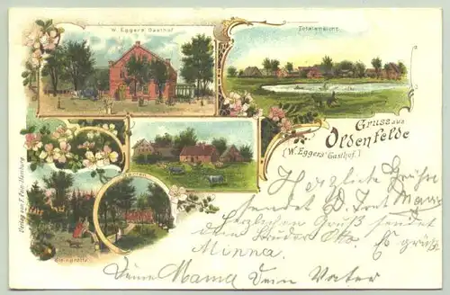 (1039276) Ansichtskarte. Gruss aus Oldenfelde (W. Eggers Gasthof). 1902. PLZ-Bereich 22143
